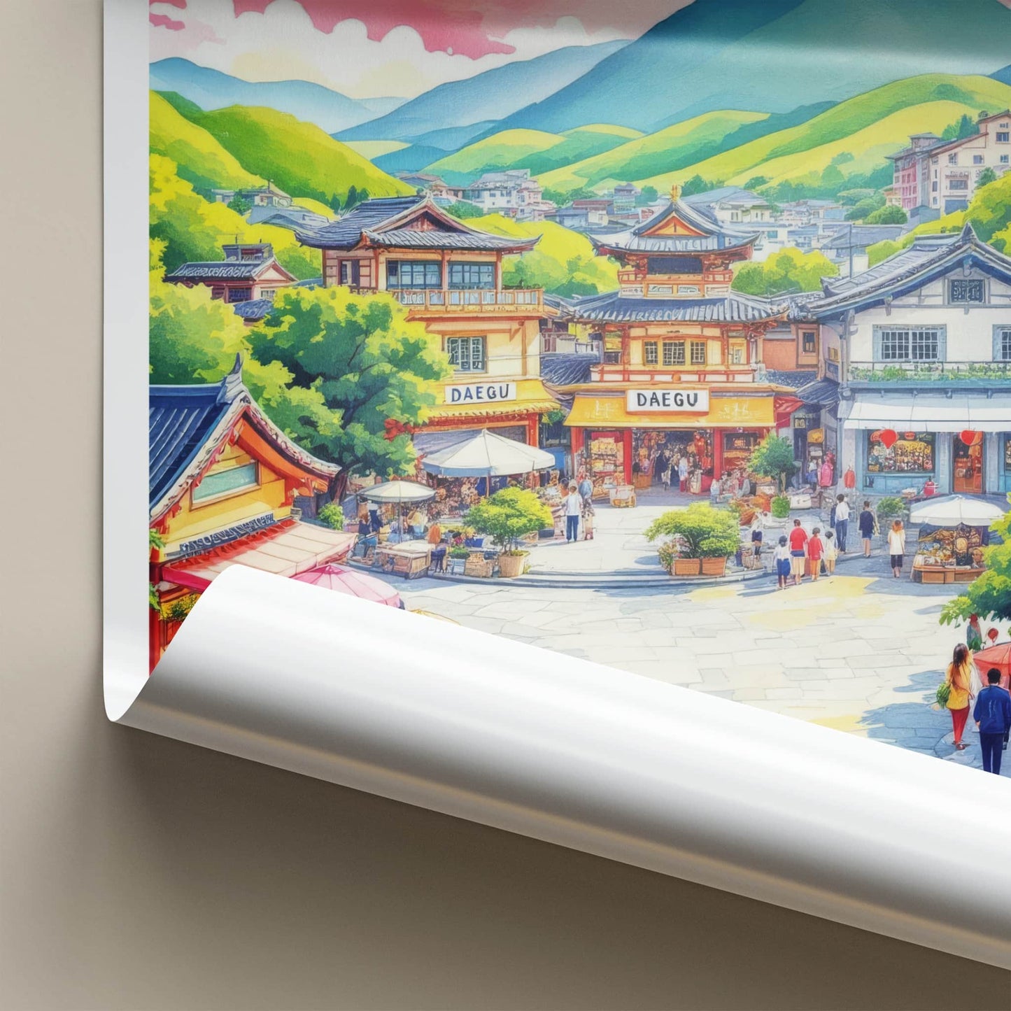 Daegu Poster - South Korea Travel Art - Vibrant Market Street Home Decor
