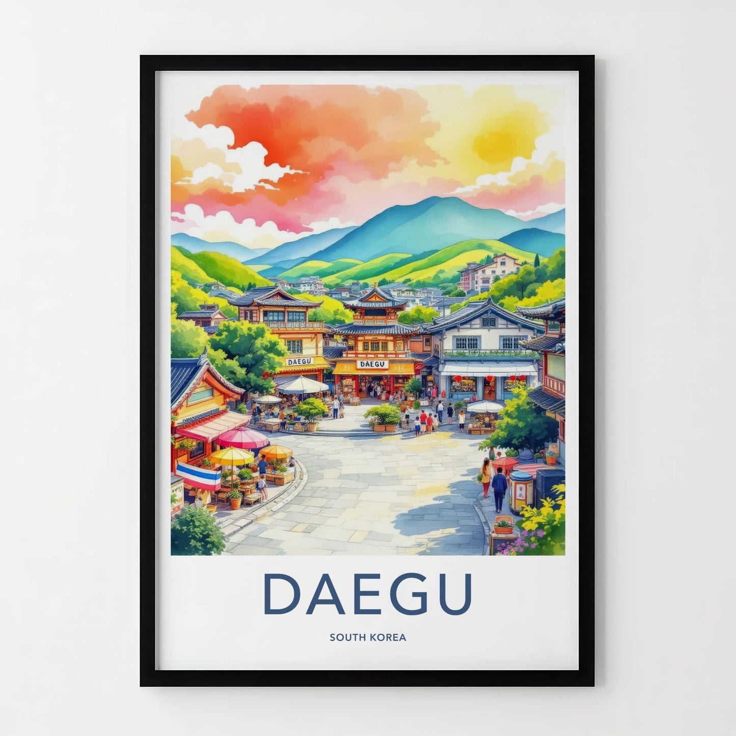 Daegu Poster - South Korea Travel Art - Vibrant Market Street Home Decor