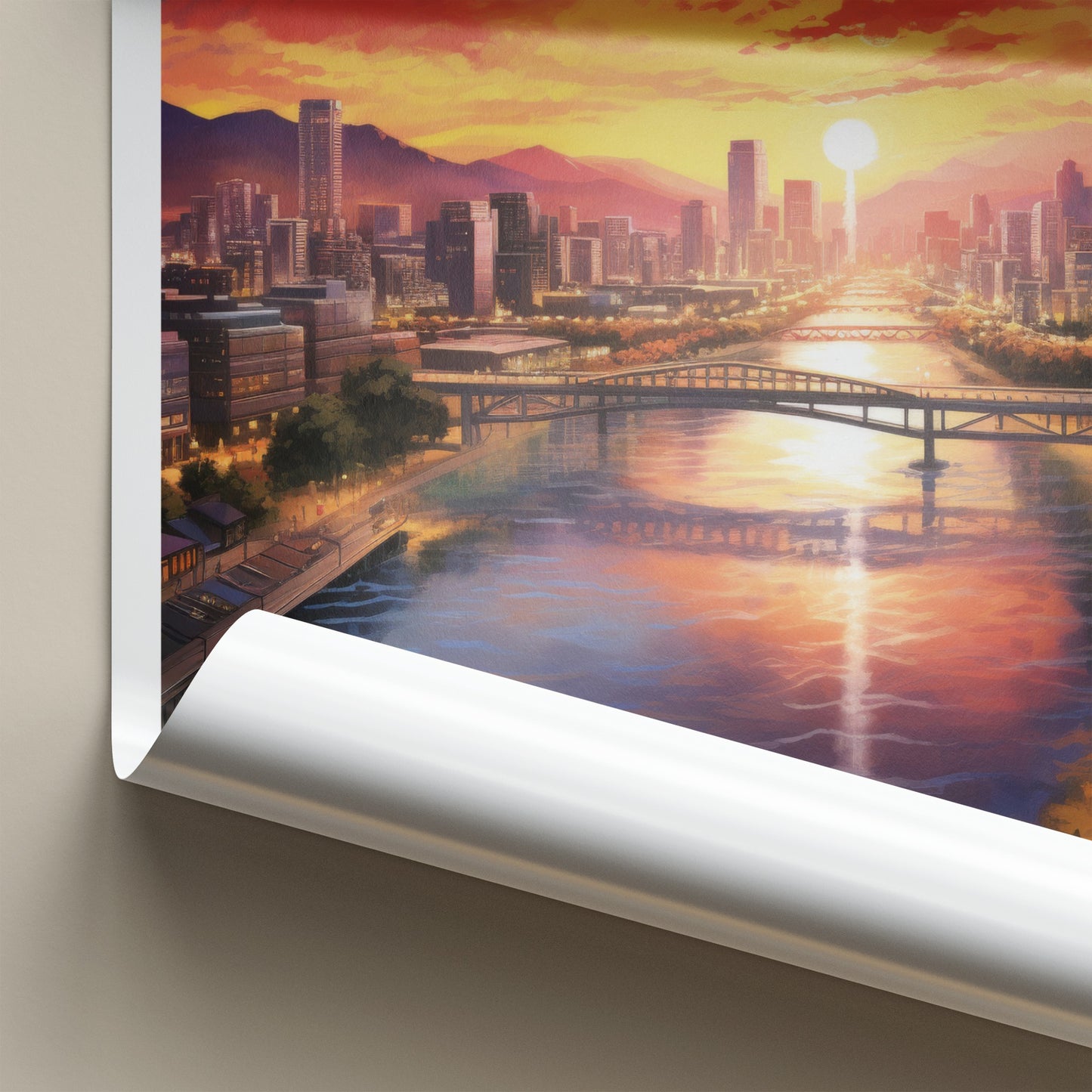 Daegu Poster - South Korea Travel Art - Vibrant Sunset City Home Decor
