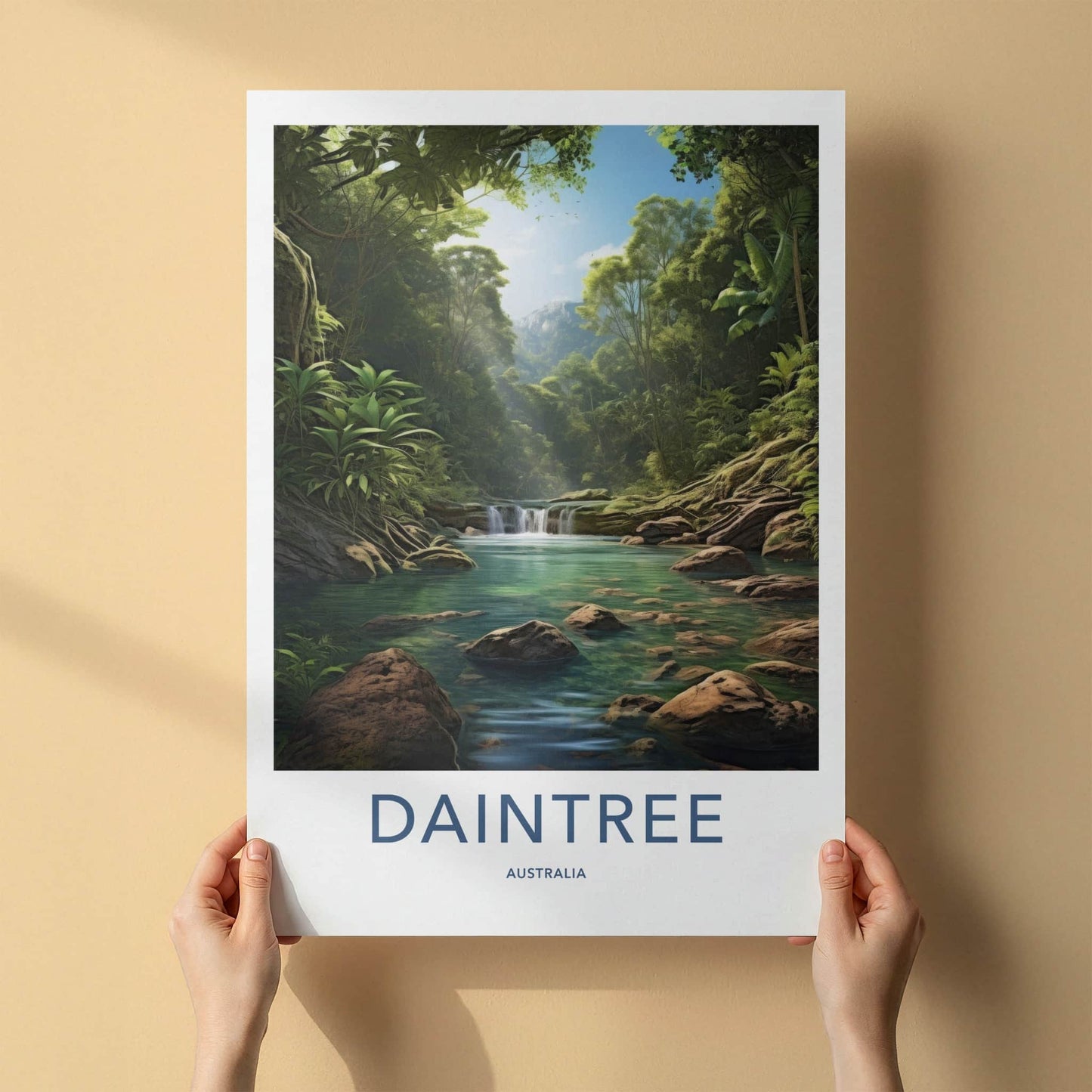 Daintree Poster - Australia Travel Art - Jungle River Waterfall Home Decor