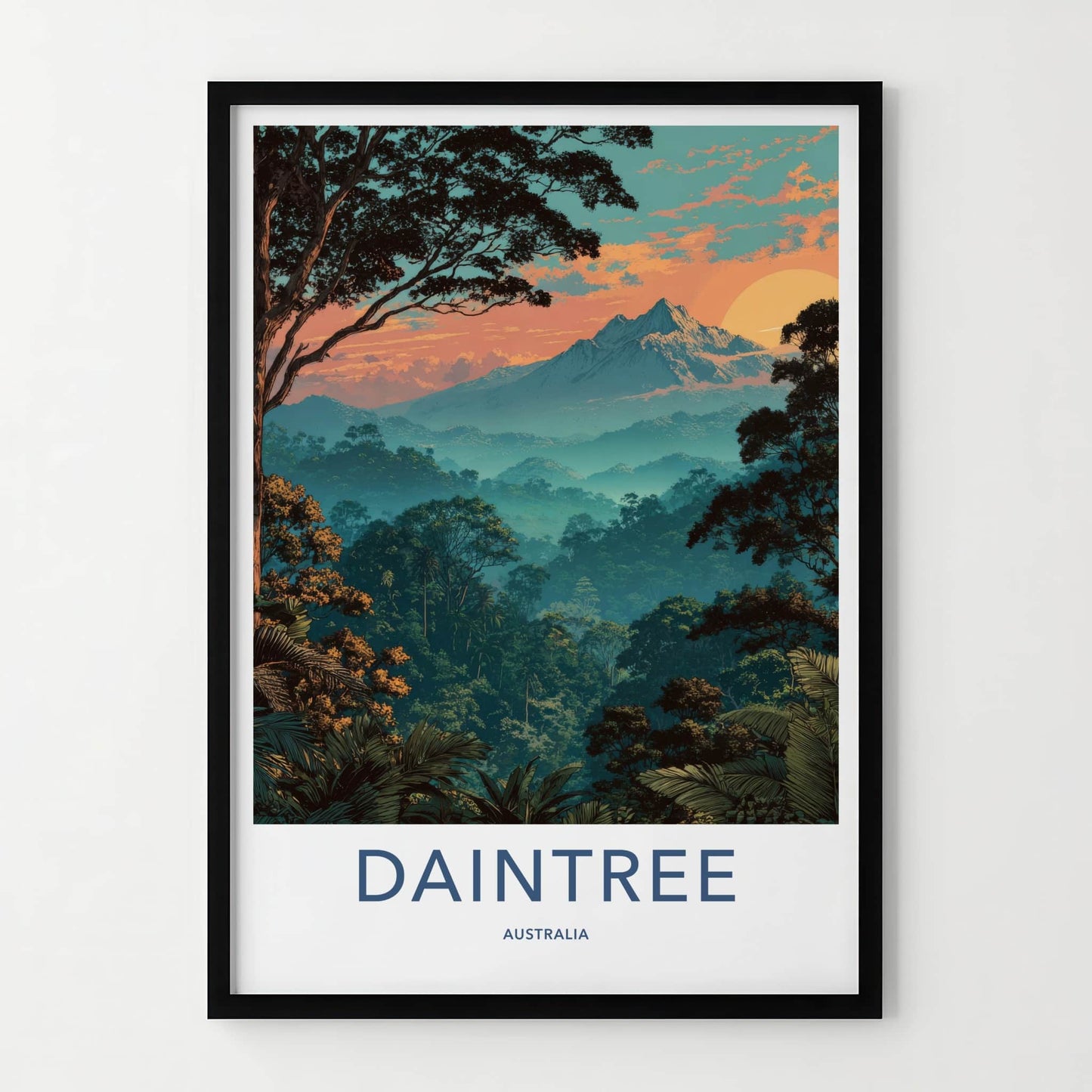 Daintree Poster - Australia Wall Art - Sunset Peaks Jungle Home Decor
