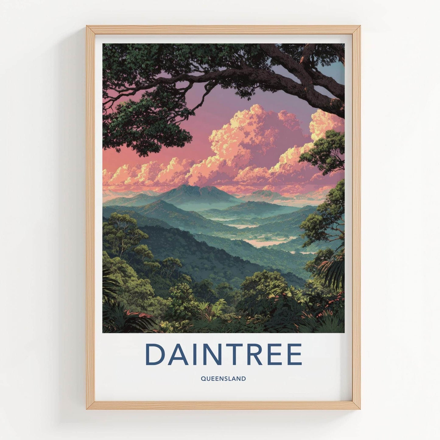 Daintree Poster - Queensland Travel Art - Pink Sky Horizon Room Decor
