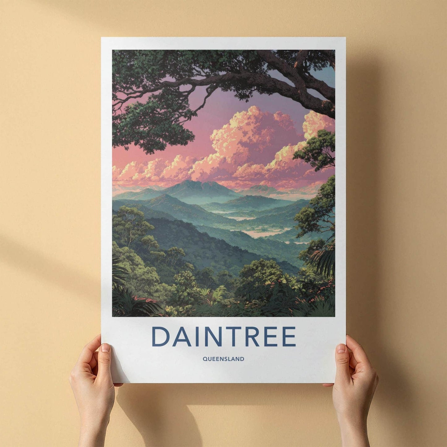 Daintree Poster - Queensland Travel Art - Pink Sky Horizon Room Decor