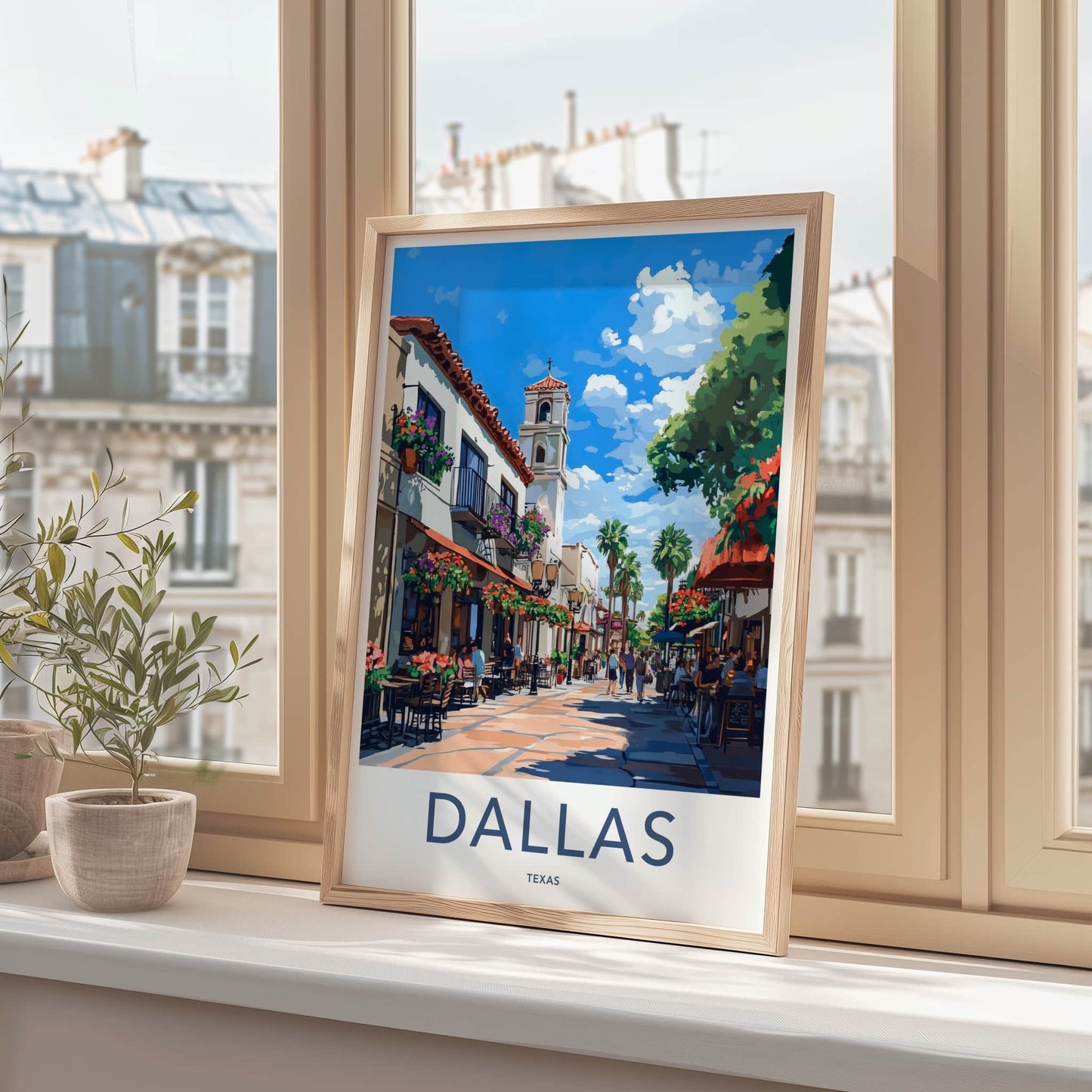 Dallas Poster - Texas Travel Art - Vibrant Street Scene Home Decor