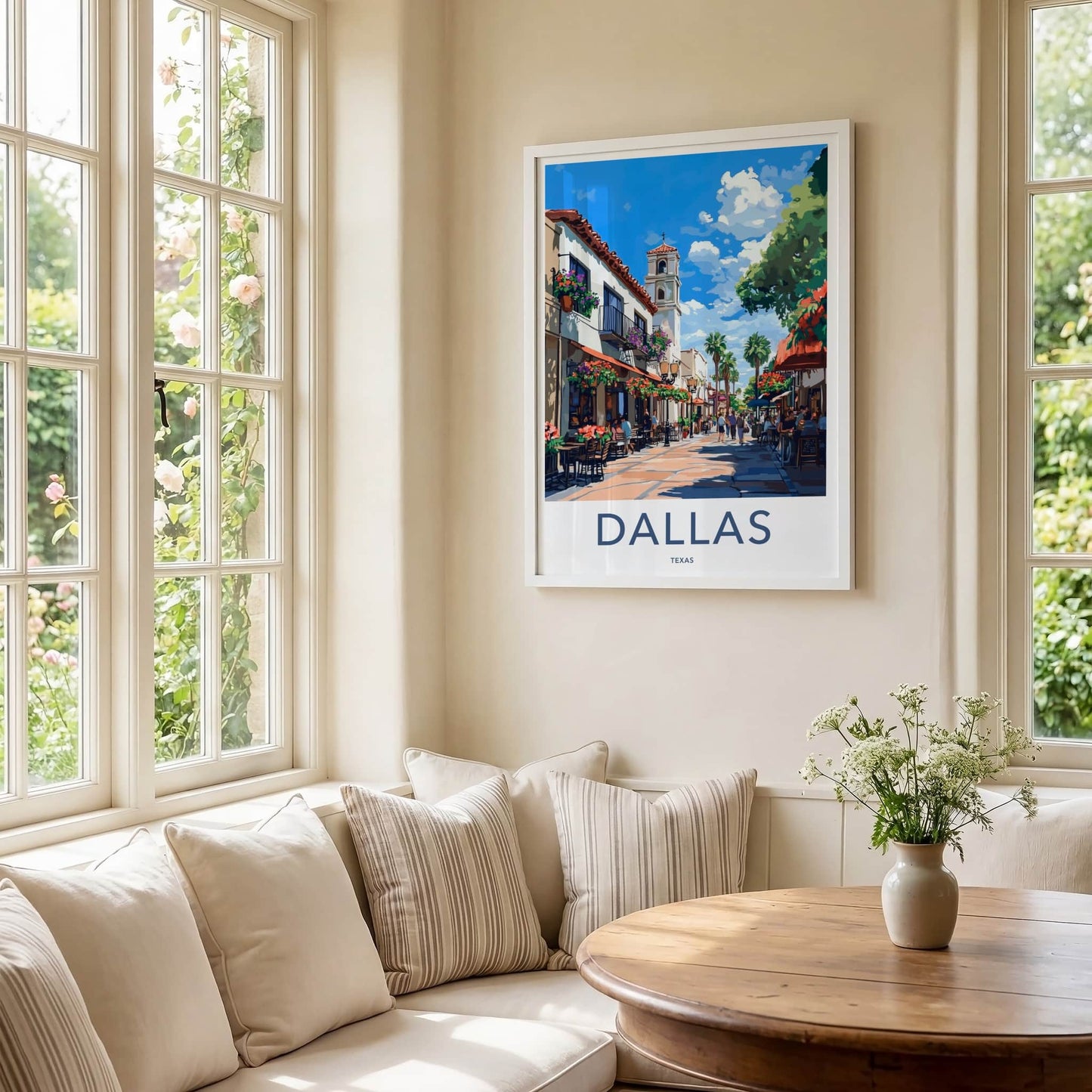 Dallas Poster - Texas Travel Art - Vibrant Street Scene Home Decor