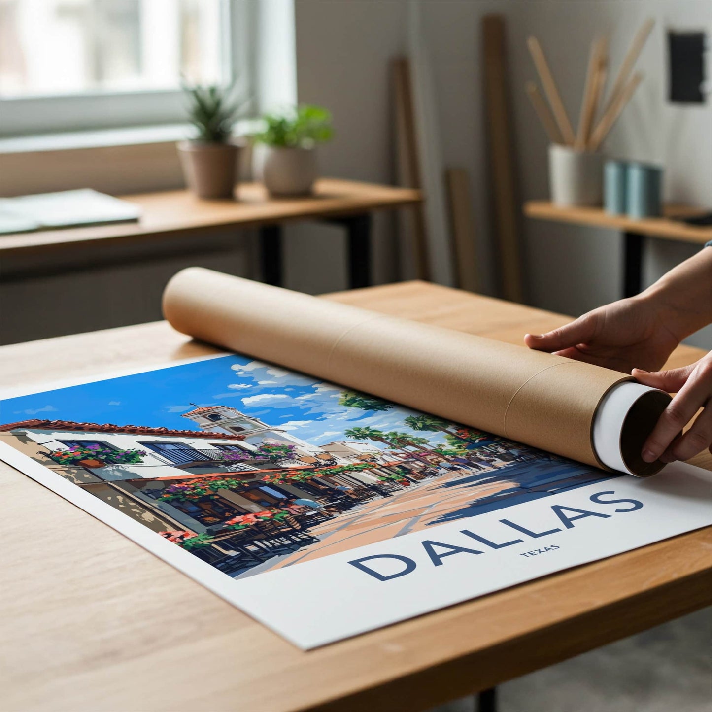 Dallas Poster - Texas Travel Art - Vibrant Street Scene Home Decor