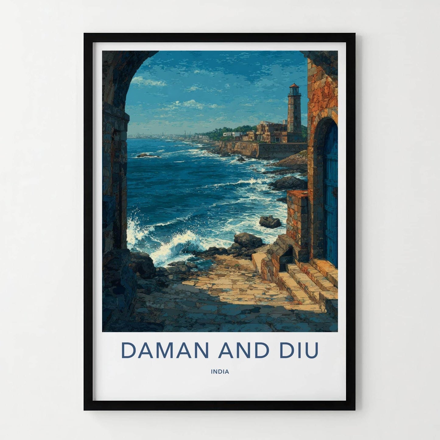 Daman and Diu Poster - India Travel Art - Coastal South Asia Home Decor