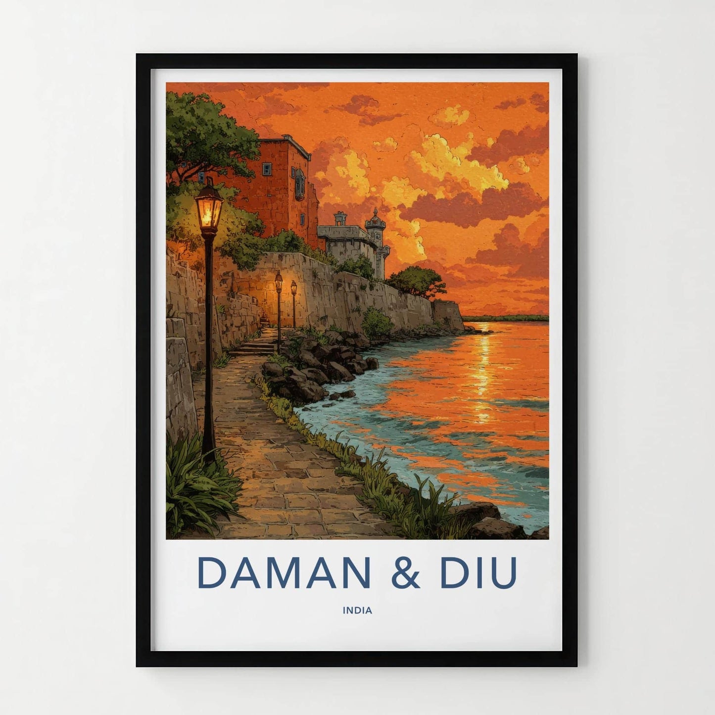 Daman Diu Poster - India Travel Art - Daman Diu Coastal Sunset Home Decor