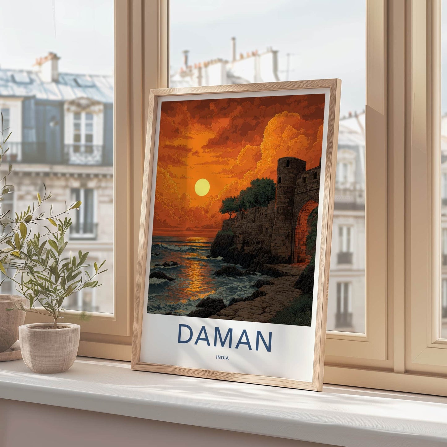 Daman Poster - India Art Print - Gujarat Golden Sunset Home Decor