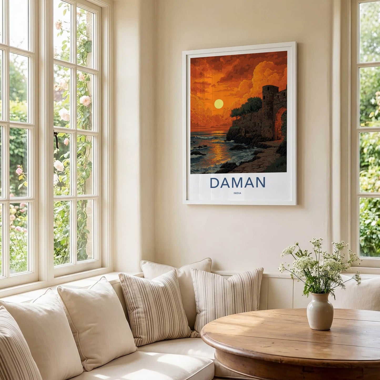 Daman Poster - India Art Print - Gujarat Golden Sunset Home Decor