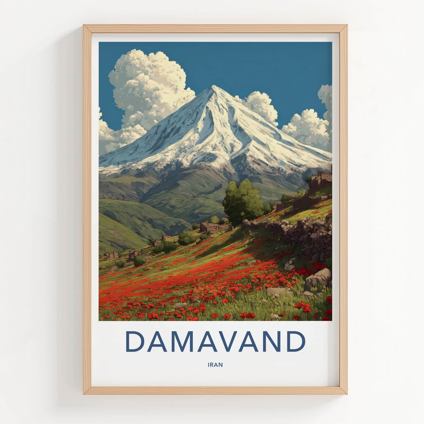 Damavand Poster - Iran Snow Mountain Poppy Wall Art