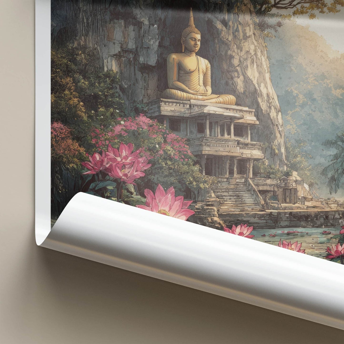 Dambulla Poster - Sri Lanka Travel Print - Buddha Lotus Shrine Home Decor