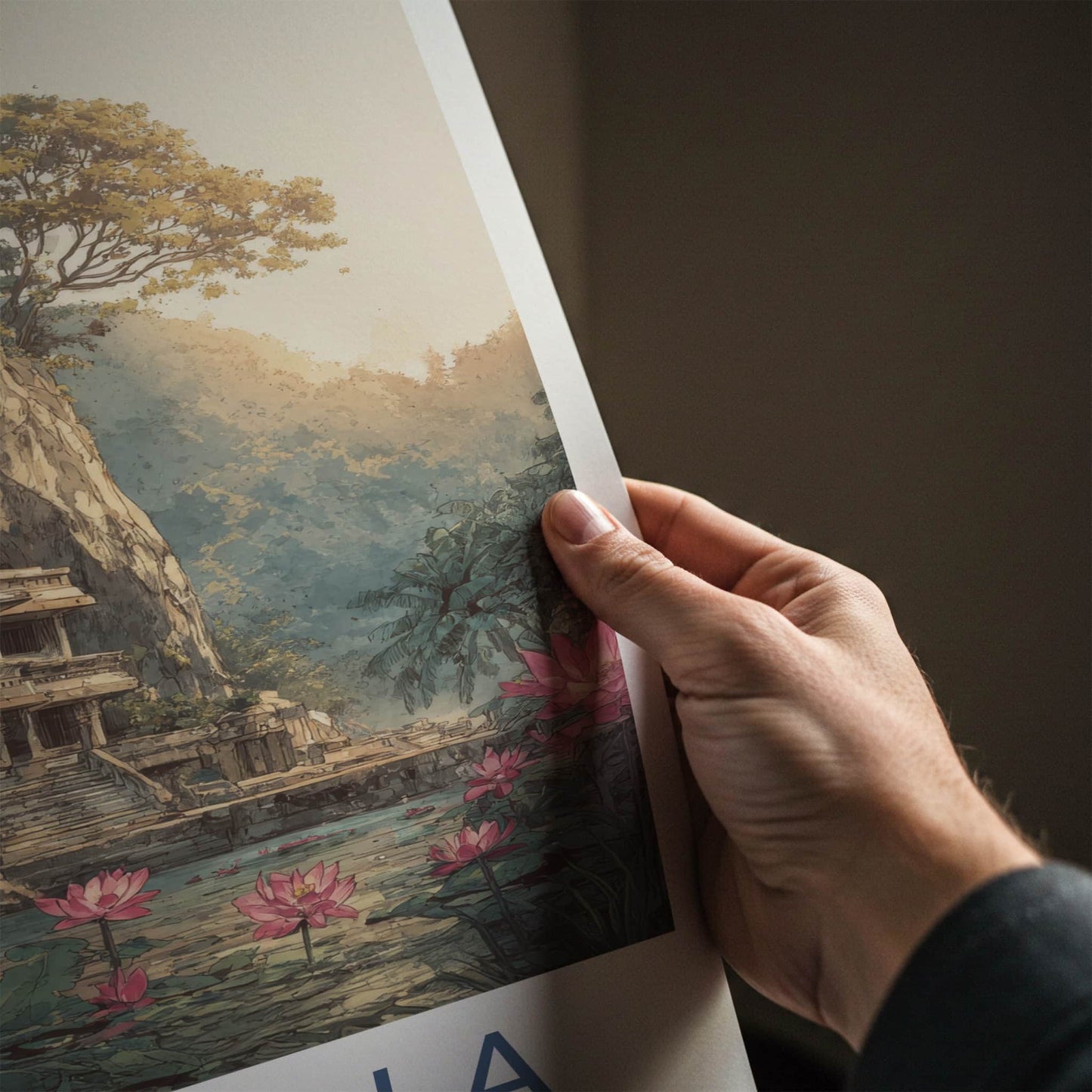 Dambulla Poster - Sri Lanka Travel Print - Buddha Lotus Shrine Home Decor