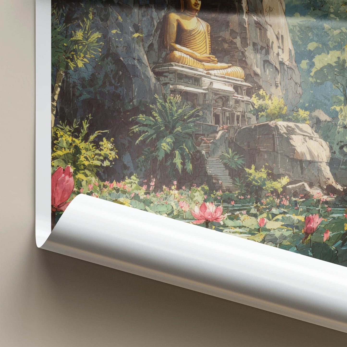 Dambulla Poster - Sri Lanka Travel Print - Golden Buddha Wall Decor