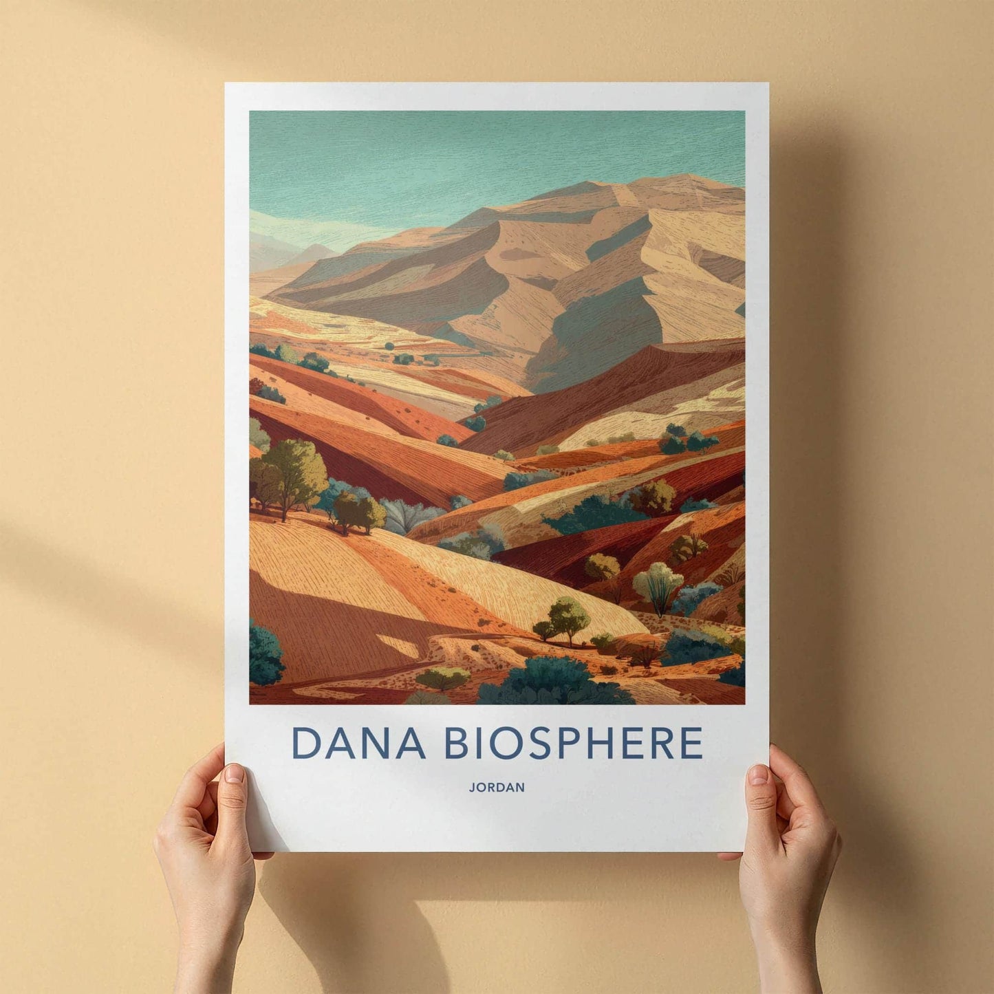 Dana Biosphere Poster - Jordan Scenic Art - Layered Desert Valley Wall Decor
