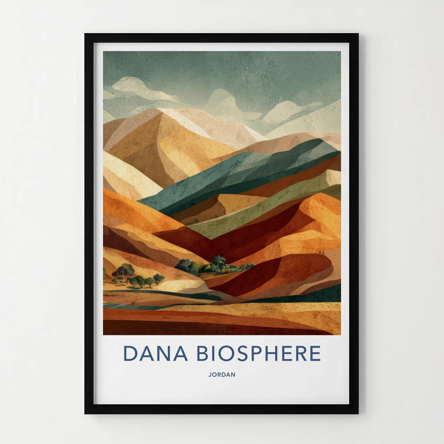 Dana Biosphere Poster - Jordan Travel Art - Layered Desert Hills Home Decor