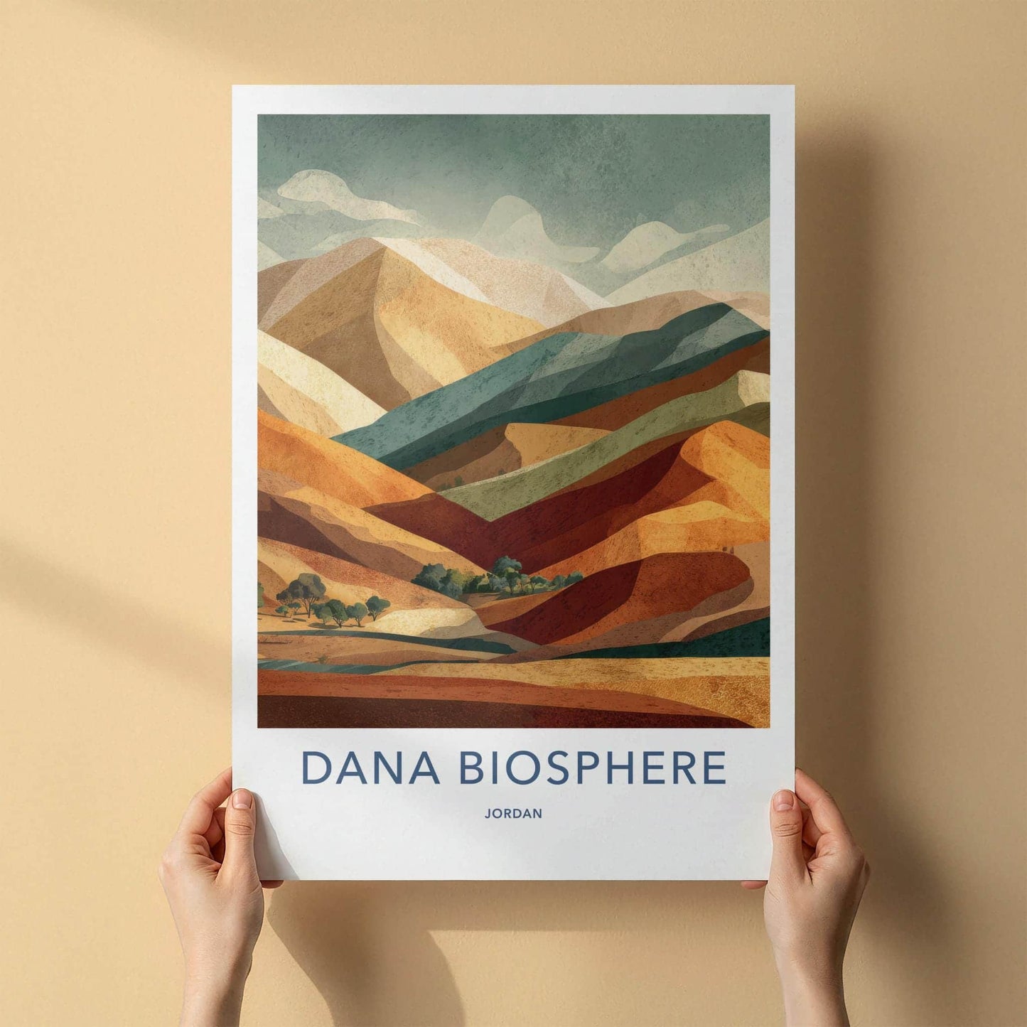 Dana Biosphere Poster - Jordan Travel Art - Layered Desert Hills Home Decor