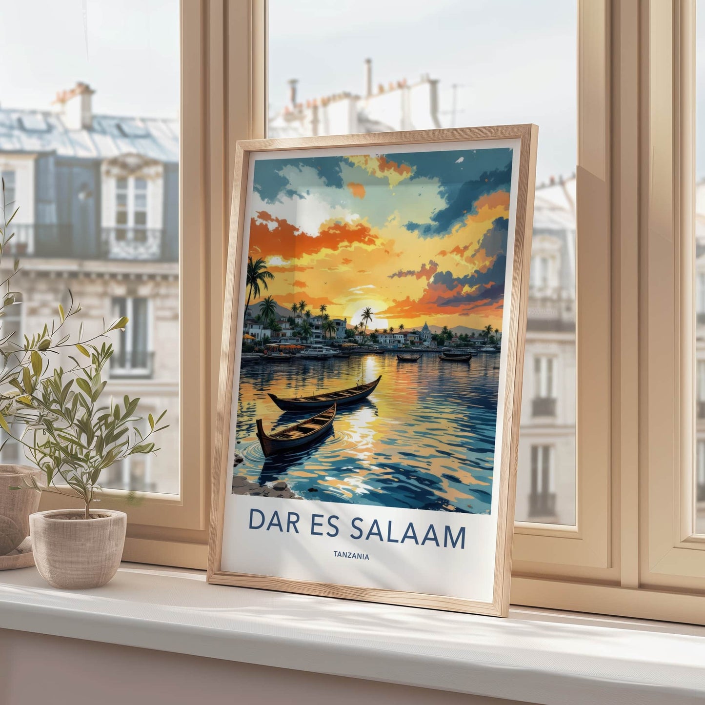 Dar Es Salaam Poster - Tanzania Travel Art - Boats Sunset Waters Home Decor
