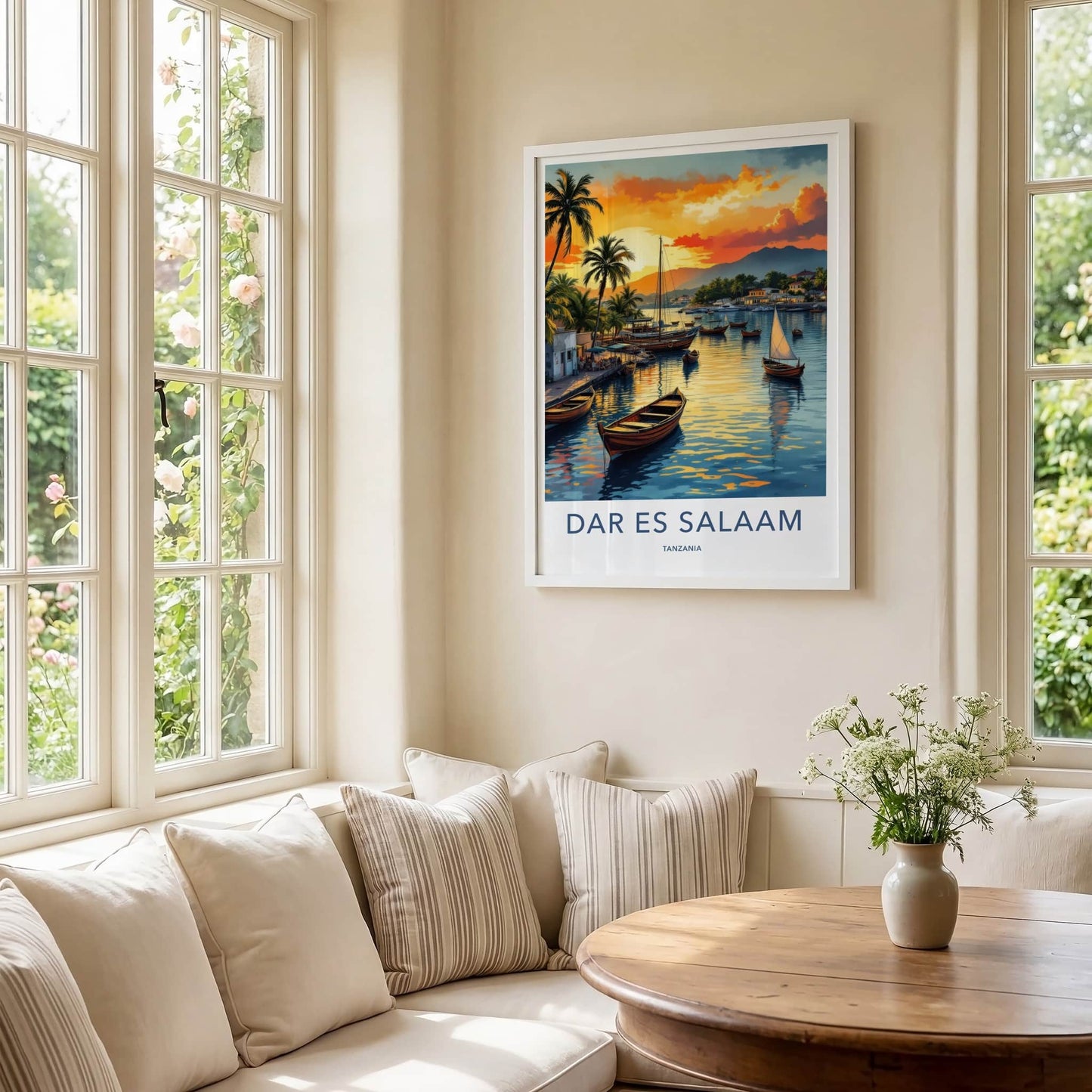 Dar Es Salaam Poster - Tanzania Travel Art - Tropical Harbor Sunset Home Decor