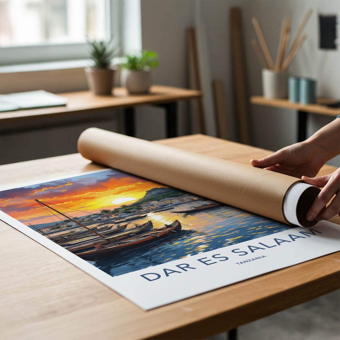 Dar Es Salaam Poster - Tanzania Travel Art - Vibrant Harbor Sunset Wall Decor