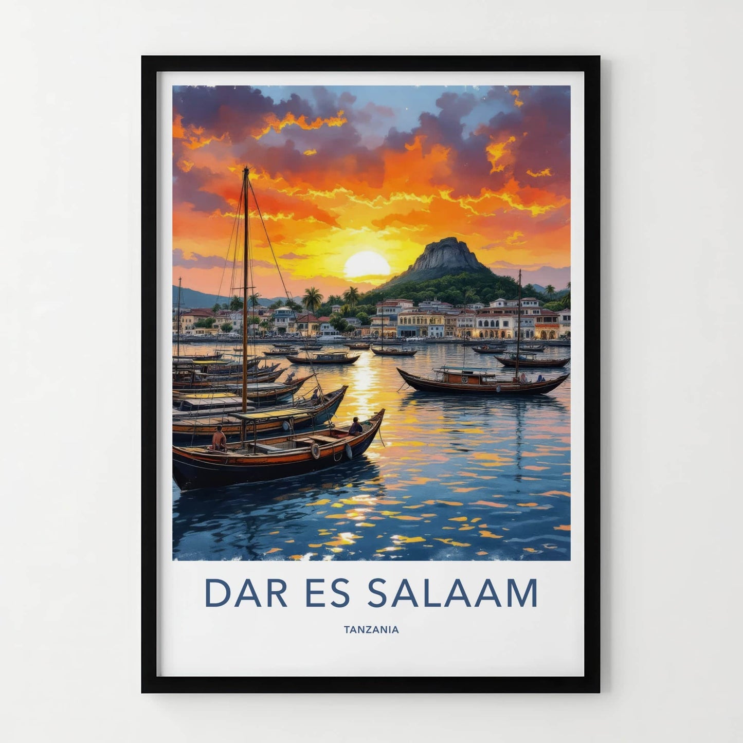 Dar Es Salaam Poster - Tanzania Travel Art - Vibrant Harbor Sunset Wall Decor