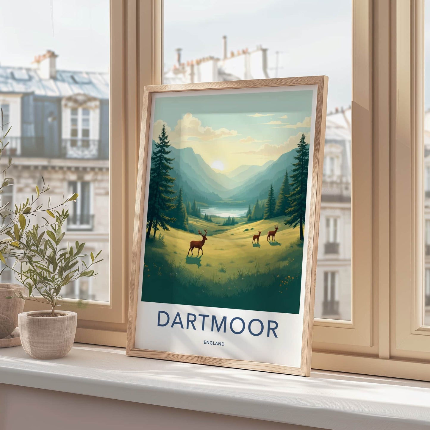 DARTMOOR Poster - England Travel Art - Deer Lake Valley Home Decor