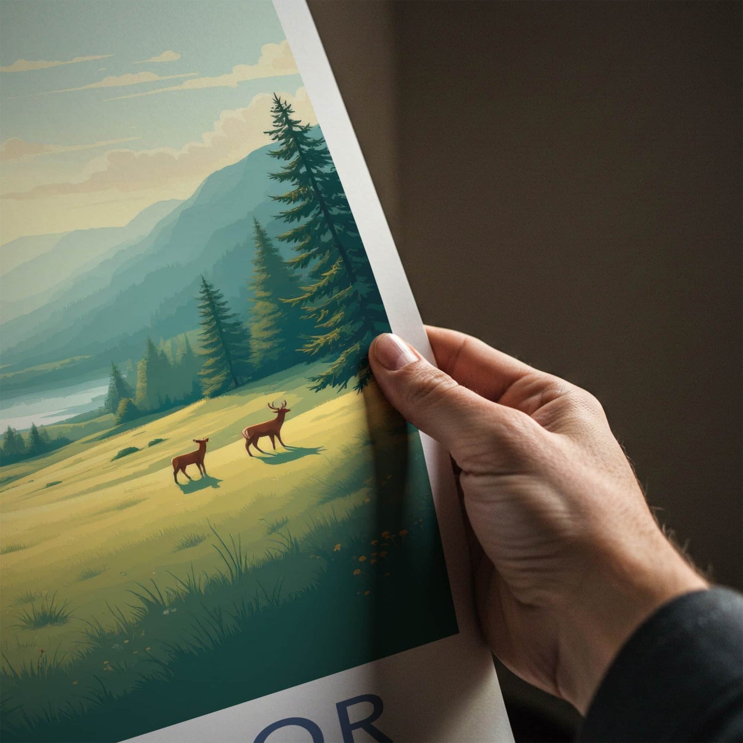 DARTMOOR Poster - England Travel Art - Deer Lake Valley Home Decor