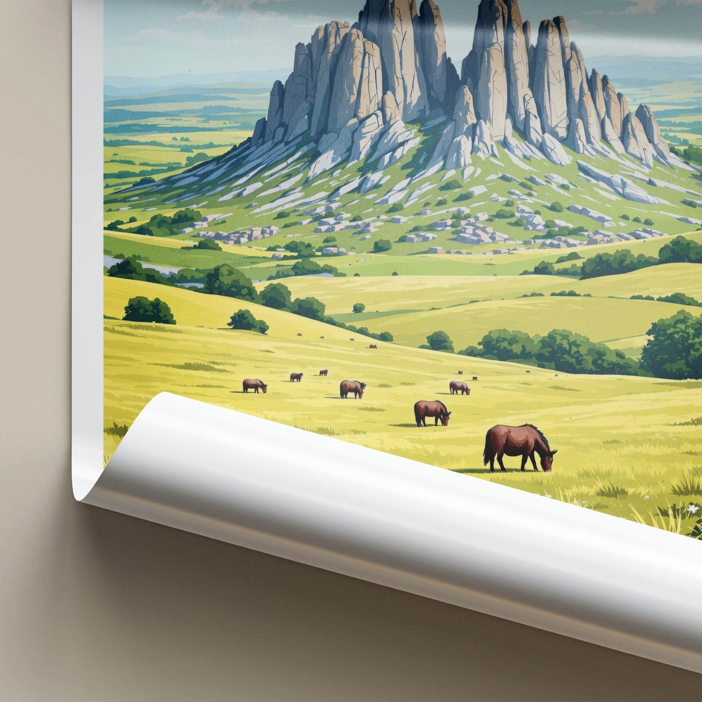 DARTMOOR Poster - England Travel Art - Towering Rock Pasture Home Decor