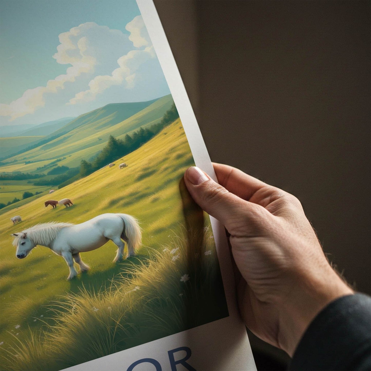 Dartmoor Poster - United Kingdom Travel Art - Rolling Hills Ponies Home Decor