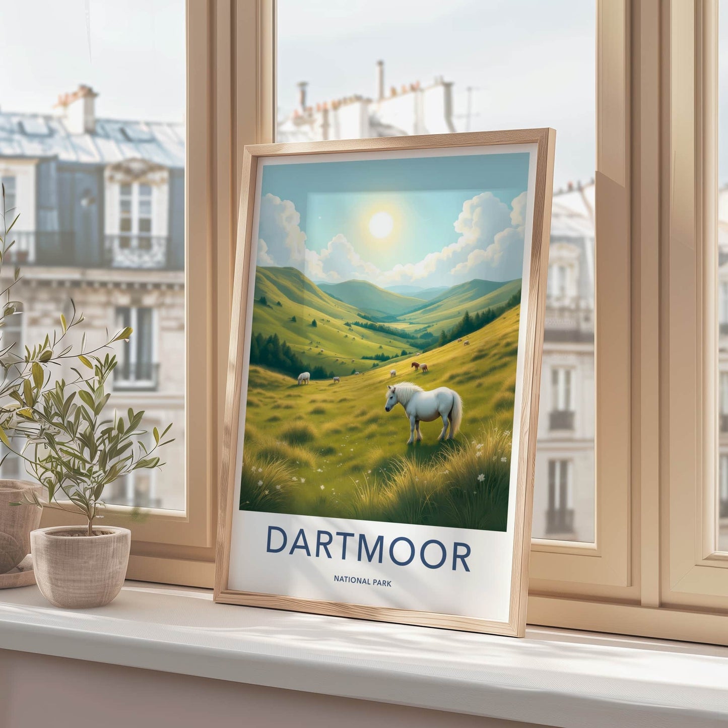 Dartmoor Poster - United Kingdom Travel Art - Rolling Hills Ponies Home Decor