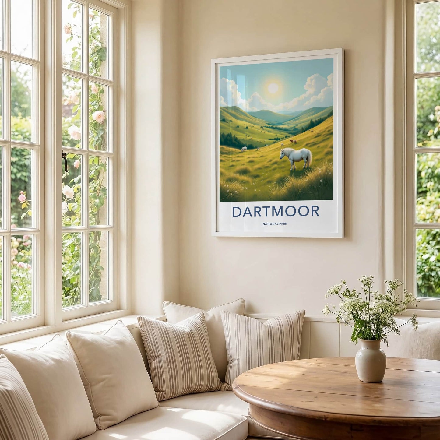 Dartmoor Poster - United Kingdom Travel Art - Rolling Hills Ponies Home Decor