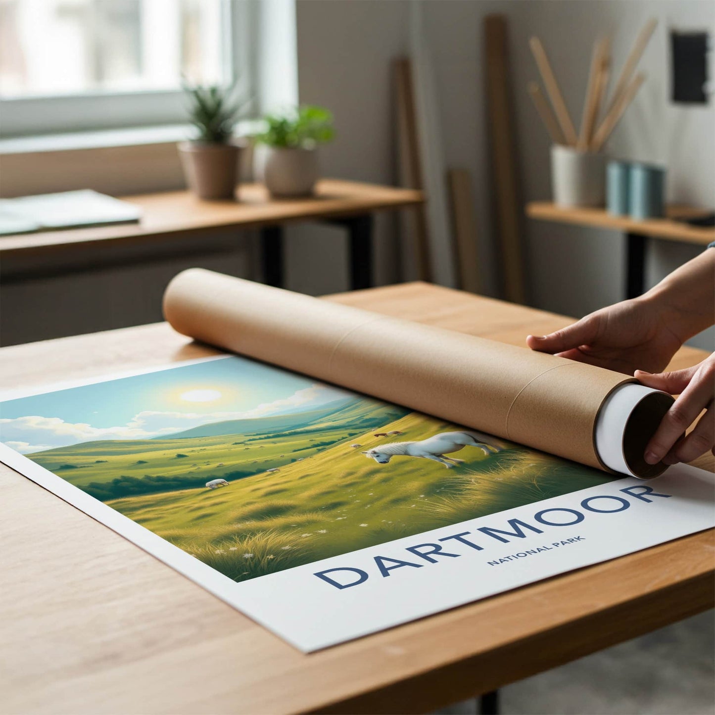 Dartmoor Poster - United Kingdom Travel Art - Rolling Hills Ponies Home Decor