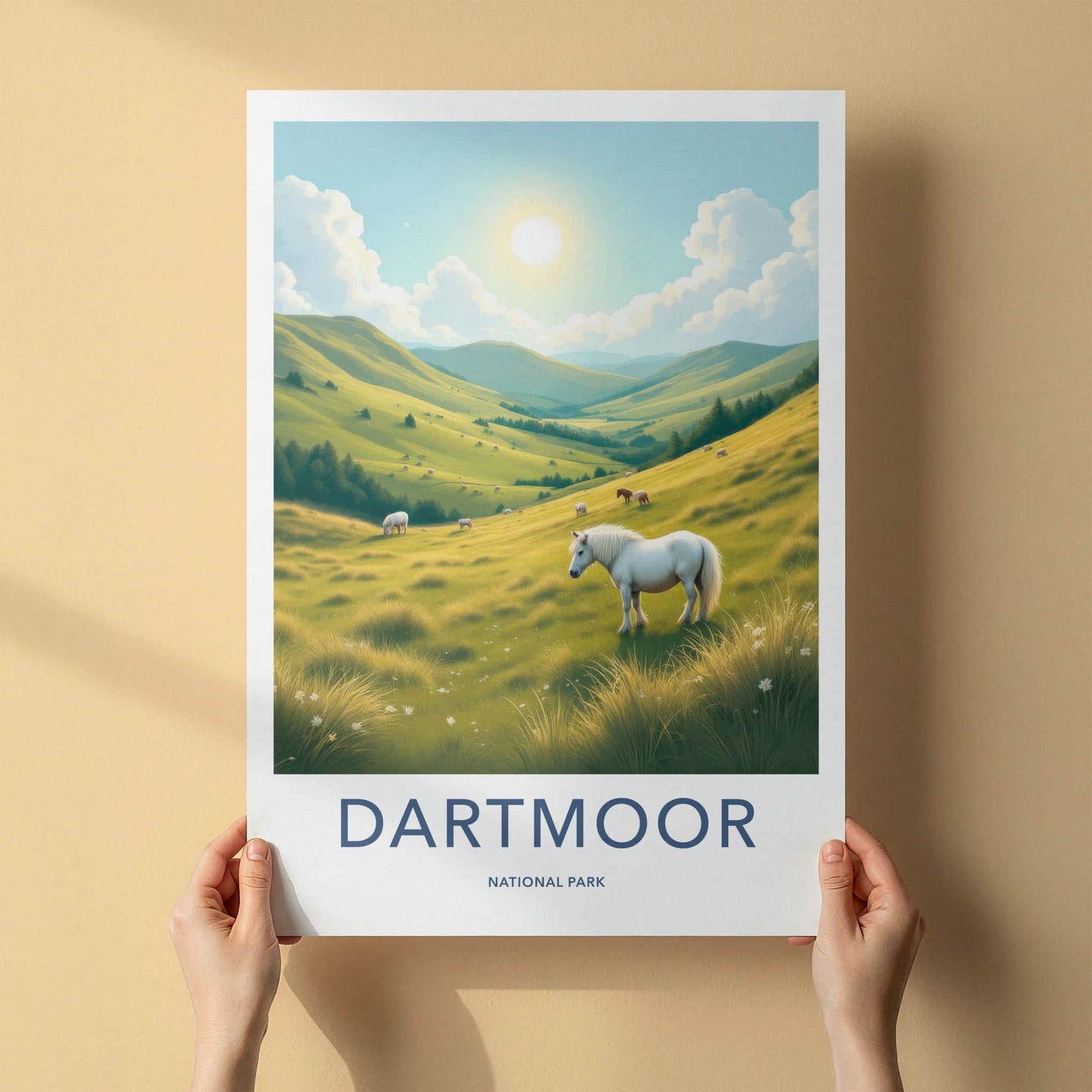Dartmoor Poster - United Kingdom Travel Art - Rolling Hills Ponies Home Decor