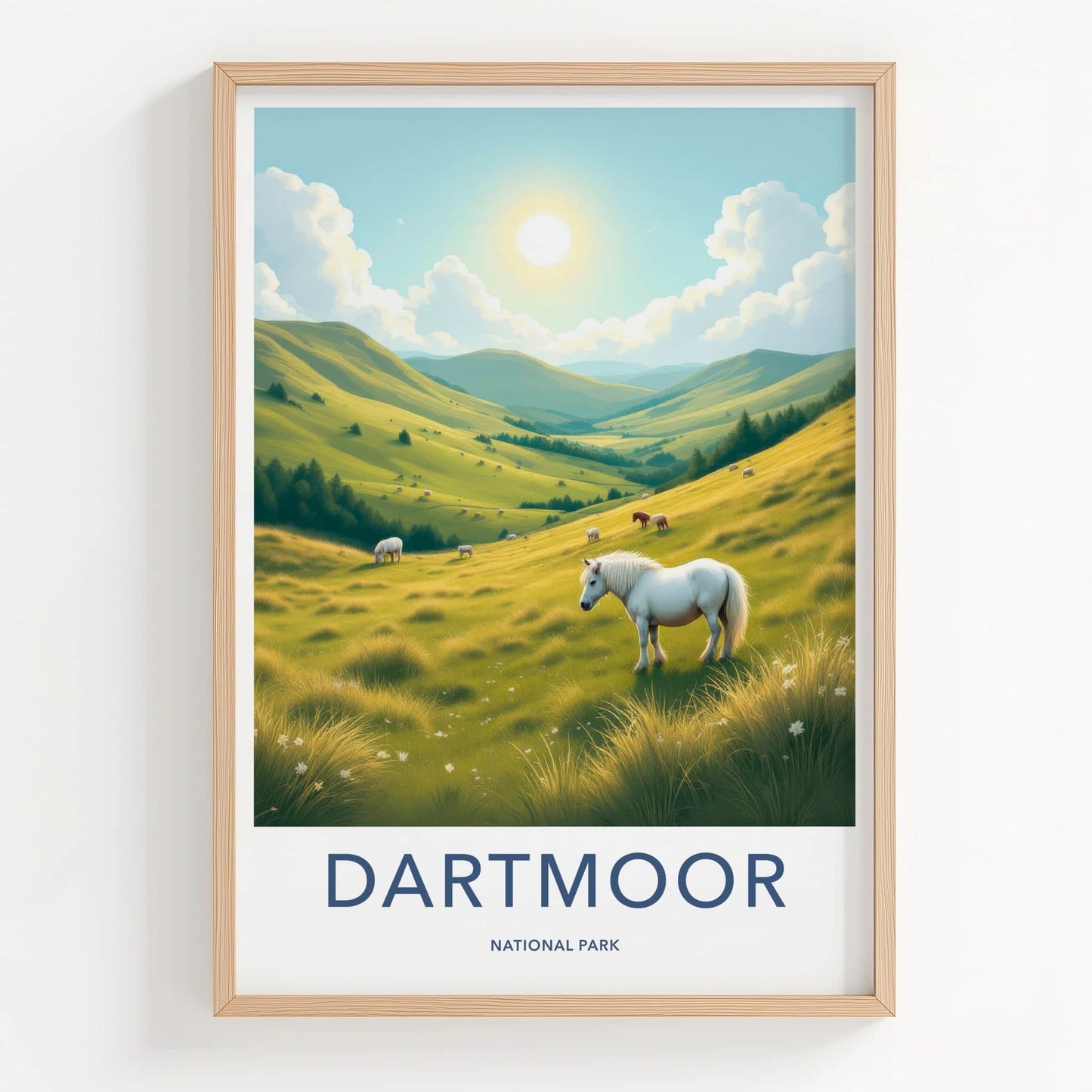 Dartmoor Poster - United Kingdom Travel Art - Rolling Hills Ponies Home Decor