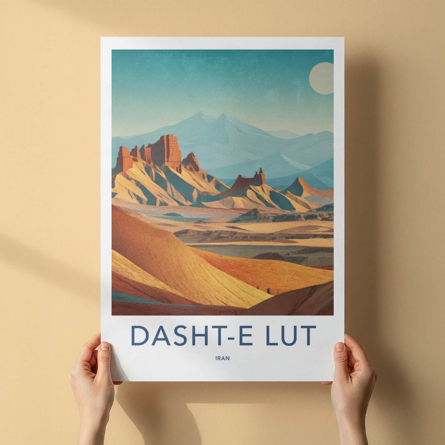 Dasht-e Lut Poster - Iran Travel Print - Desert Mountain View Wall Decor