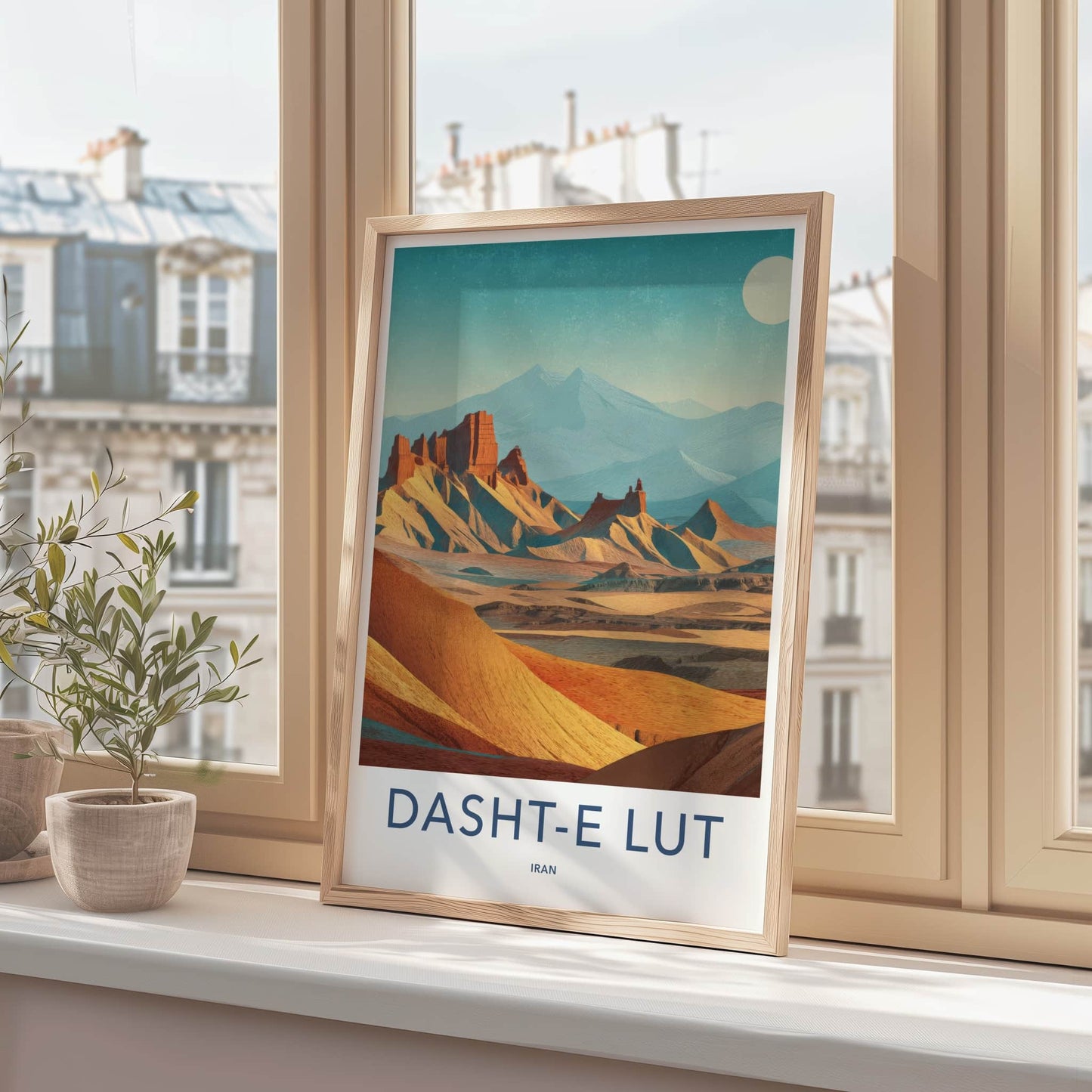Dasht-e Lut Poster - Iran Travel Print - Desert Mountain View Wall Decor