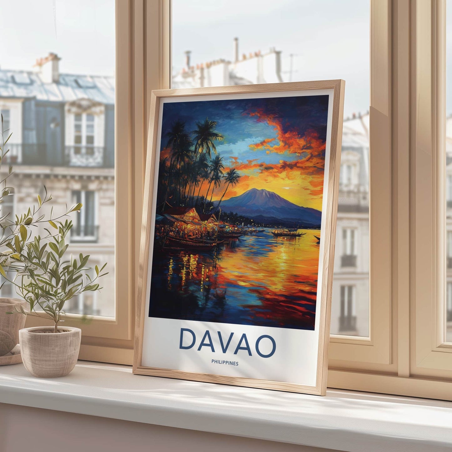 Davao Poster - Philippines Travel Art - Vibrant Tropical Sunset Home Decor