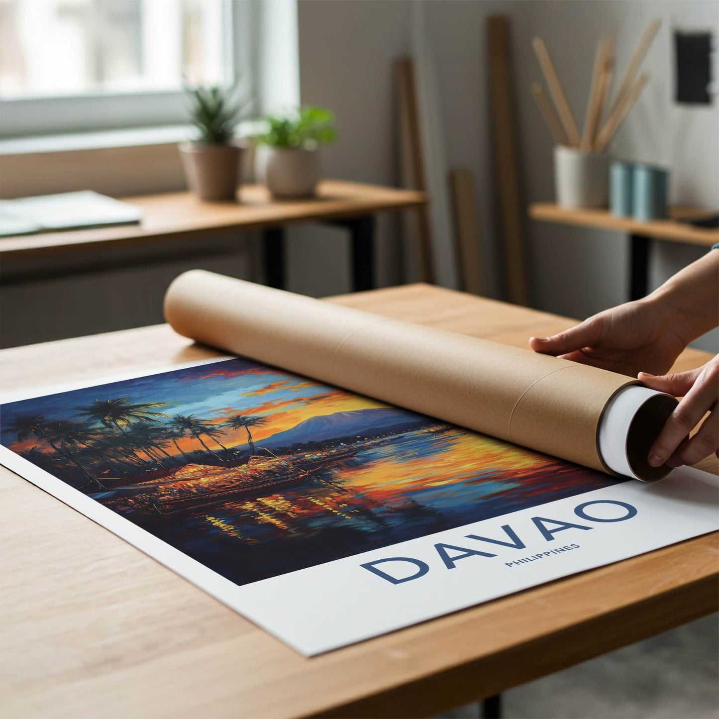 Davao Poster - Philippines Travel Art - Vibrant Tropical Sunset Home Decor