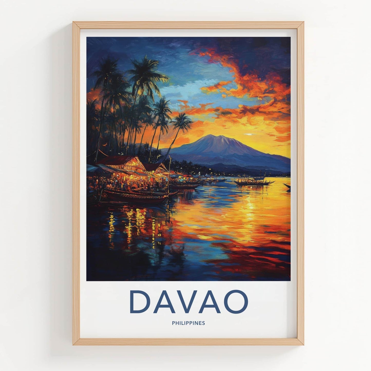 Davao Poster - Philippines Travel Art - Vibrant Tropical Sunset Home Decor