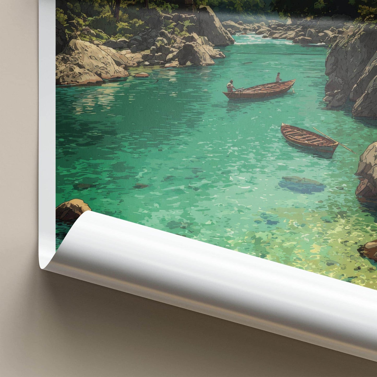 Dawki Poster - India Travel Art - Meghalaya Clear River Boats Wall Decor