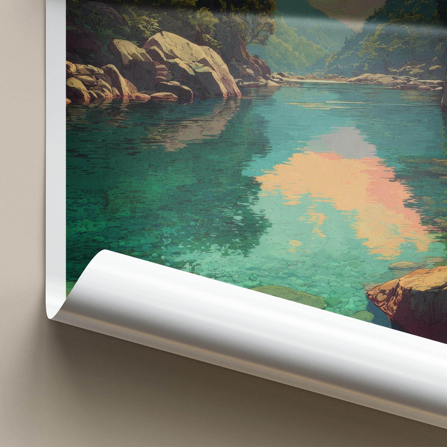 Dawki Poster - India Travel Art - Meghalaya Crystal Blue Stream Home Decor
