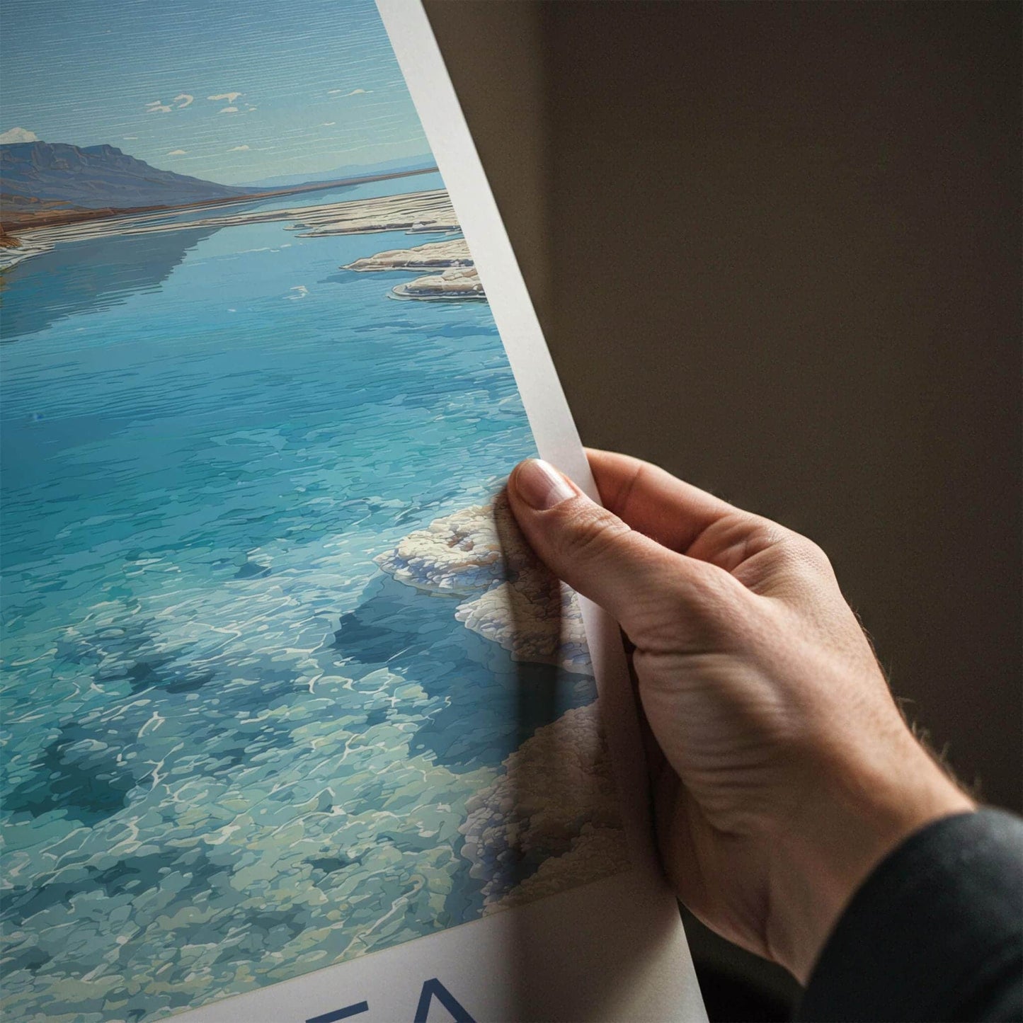 Dead Sea Poster - Jordan Wall Art - Turquoise Water Shore Home Decor