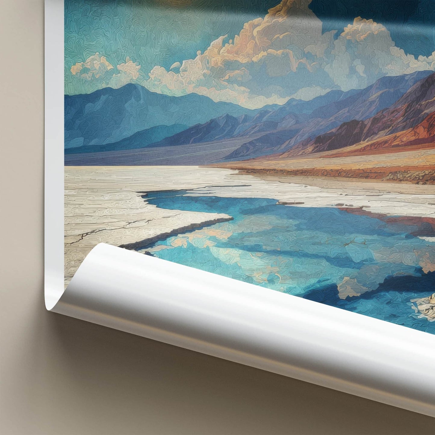 Death Valley Poster - California Art Print - Moonlit Salt Flats Home Decor