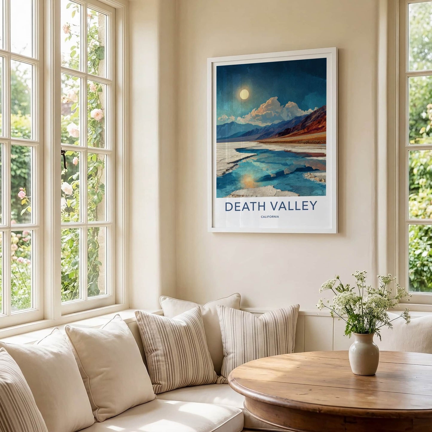 Death Valley Poster - California Art Print - Moonlit Salt Flats Home Decor