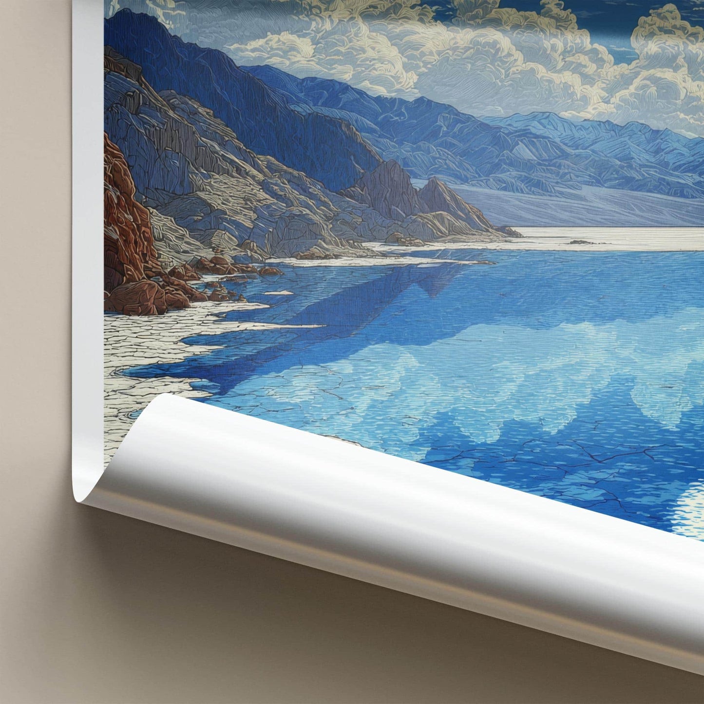 Death Valley Poster - California Travel Art - Moonlit Water Reflections Wall Decor