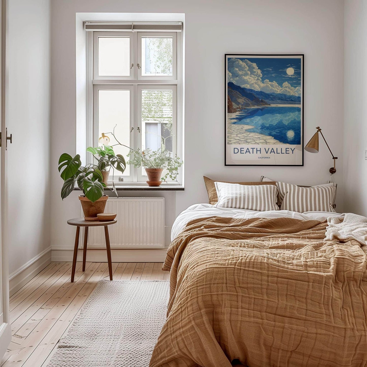 Death Valley Poster - California Travel Art - Moonlit Water Reflections Wall Decor