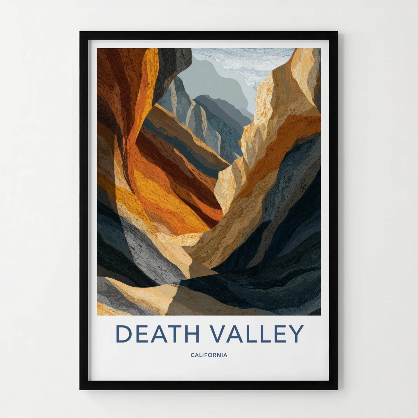 Death Valley Poster - California Travel Art - Sunlit Canyon Walls Wall Decor