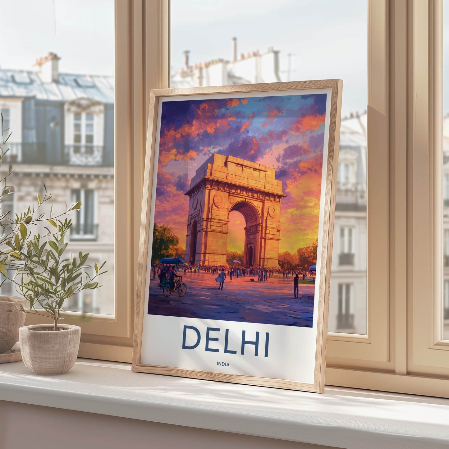 Delhi Poster - India Art Print - Delhi Gate Sunset Wall Decor