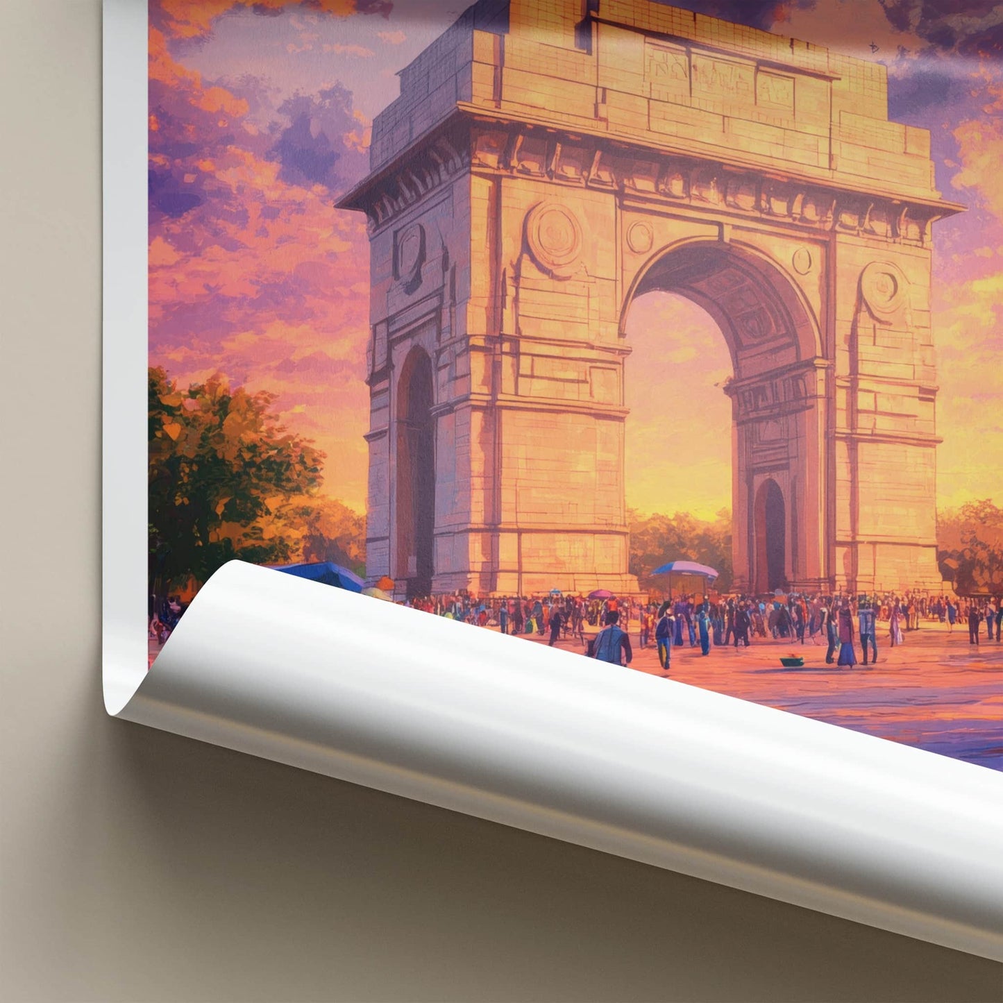 Delhi Poster - India Art Print - Delhi Gate Sunset Wall Decor