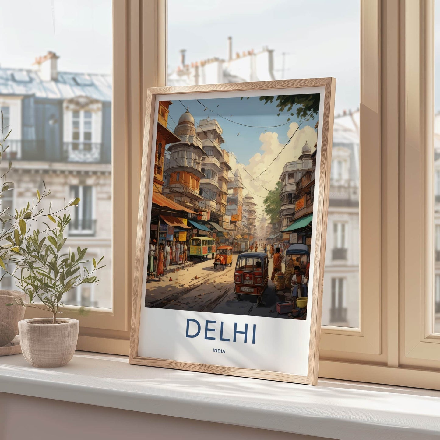 Delhi Poster - India Framed Print - Delhi Bustling Market Lounge Decor